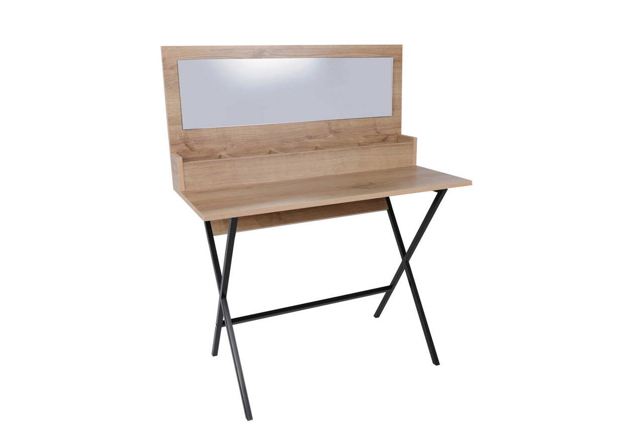 Masa de machiaj, Hanah Home, Soona, 100x50x124 cm, Stejar / Negru - imagine 5